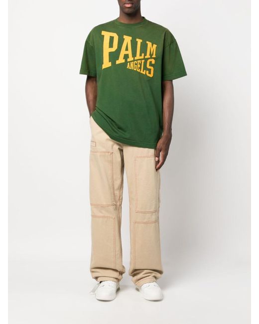 Palm Angels Green Branded T-shirt, for men