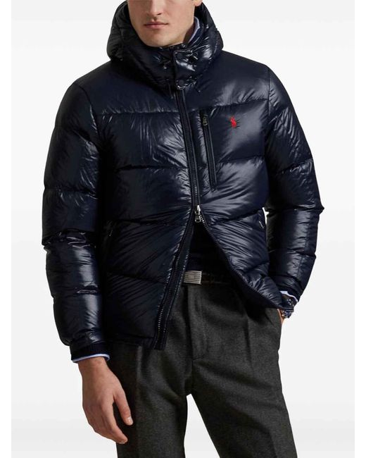 Polo Ralph Lauren Blue The Gorham Glossed Down Jacket With Detachable Hood for men