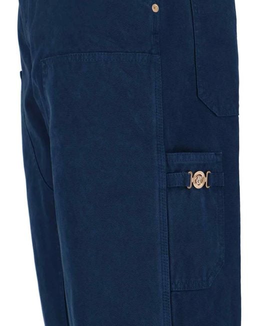 Versace Blue Overdyed Canvas Carpenter Pants for men