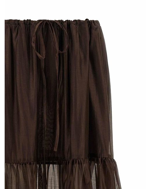 Twinset Brown Flounces Skirt