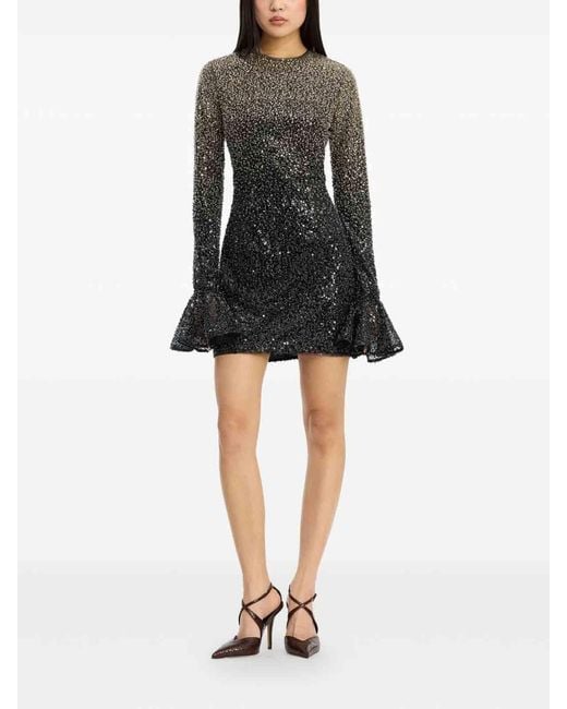 ROTATE BIRGER CHRISTENSEN Black Short Dress With Long Sleeves