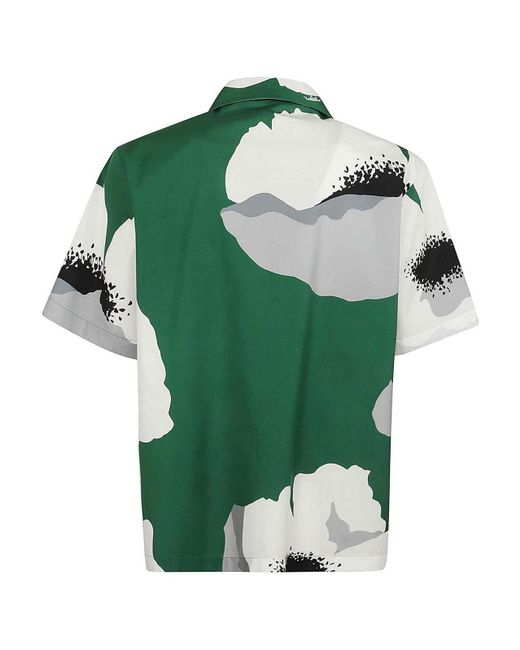 Valentino Garavani Green Bowling Shirt In Poplin for men