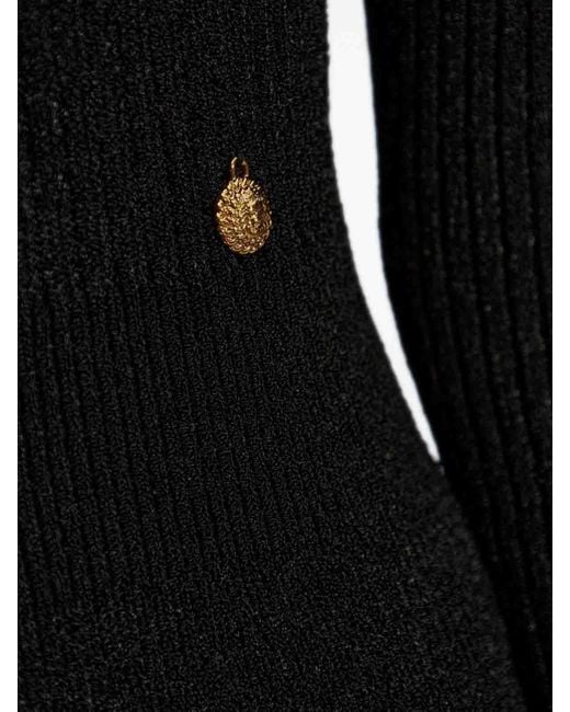 Balmain Black Short Dress With Logo Pendant On The Waist