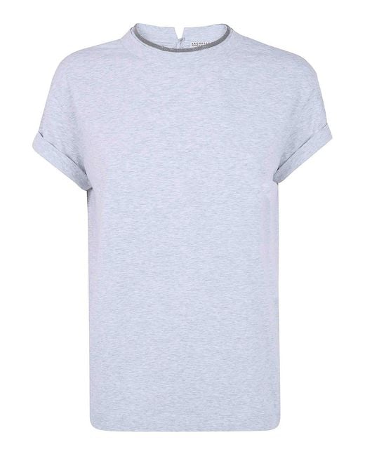 Brunello Cucinelli Blue Round Neck T-Shirt
