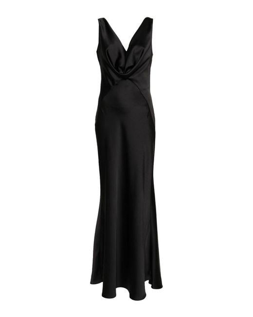 Pinko Black Long Dress With Shawl Neckline