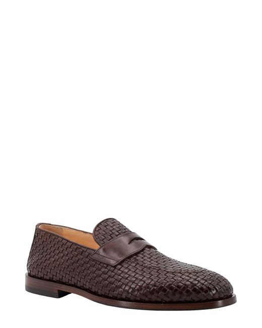 Brunello Cucinelli Brown Braided Leather Loafer for men