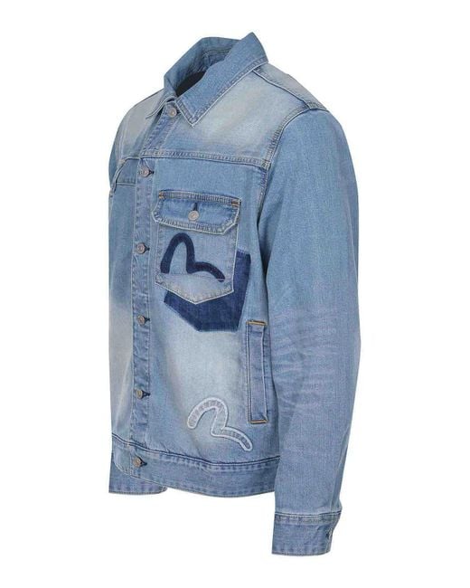 Evisu Blue Jacket Made Of Denim for men