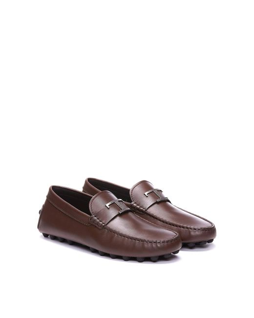 Tod's Brown Leather Gommini Loafers for men