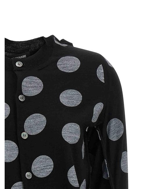 Junya Watanabe Black Polka Dot Maxi Cardigan