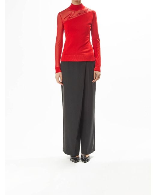 Karl Lagerfeld Red Karl Signature Mock Neck