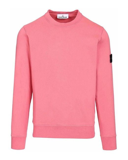 Stone Island Pink Organic Cotton Sweatshirt for men