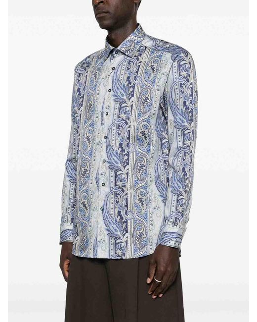 Etro Blue Printed Shirt for men