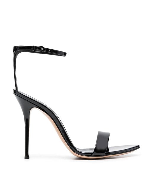 Casadei Black Patent Leather Sandals With Buckle-Fastening