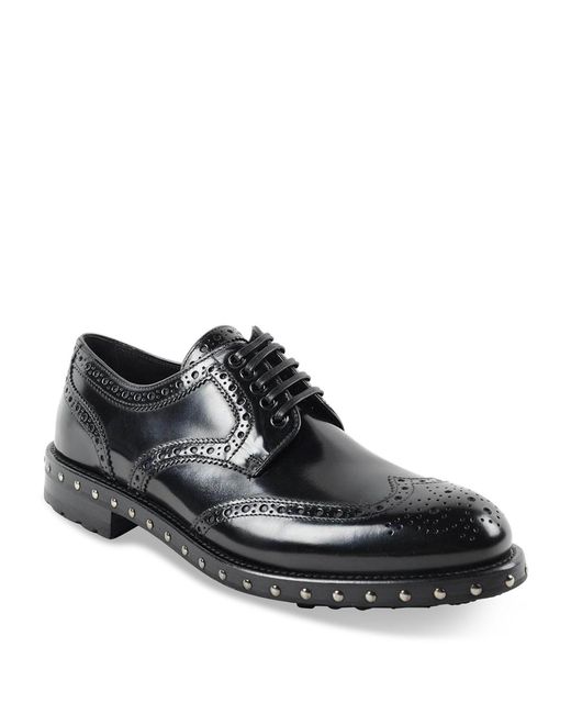Dolce & Gabbana Black Studded Sole Leather Brogues