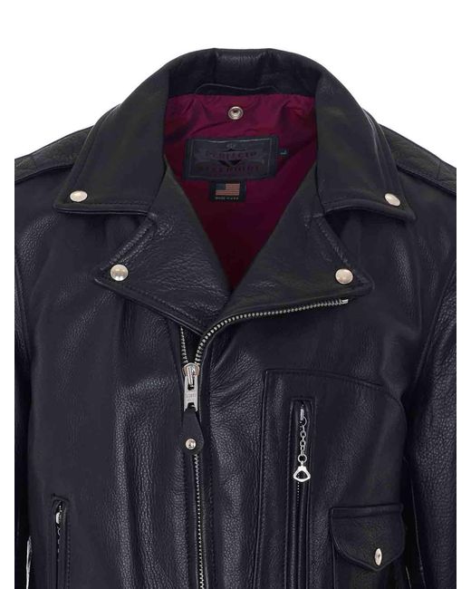 Schott Nyc Blue Leather Jacket for men
