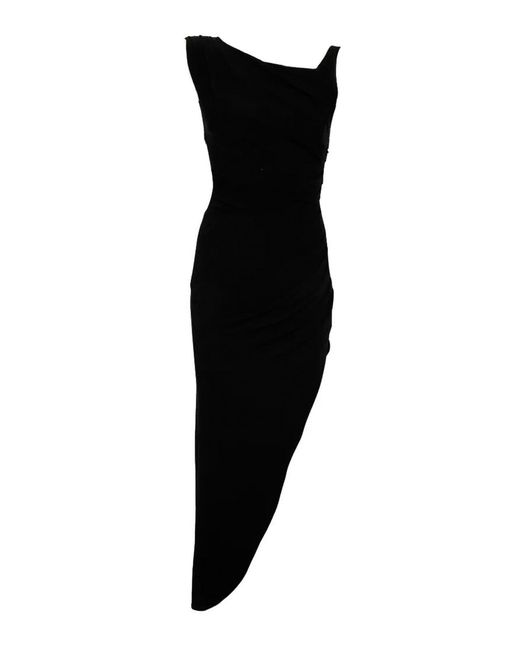 Elisabetta Franchi Black Asymmetric Sleeveless Dress