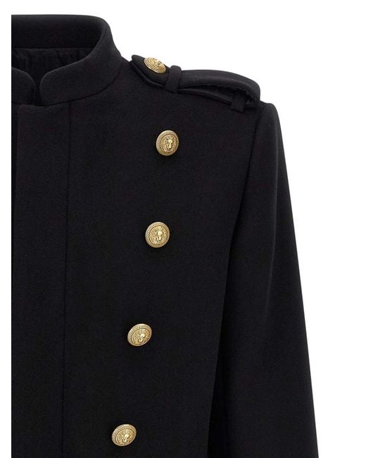 Balmain Black Removable Plastron Coat for men