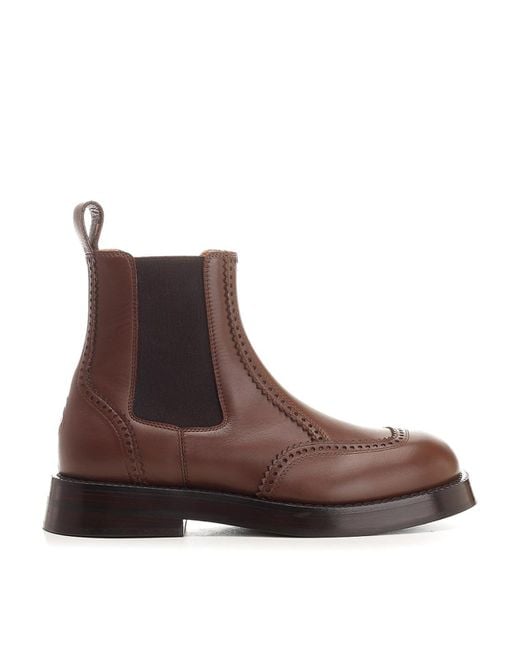McQueen Brown Leather Brogue Chelsea Boots for men
