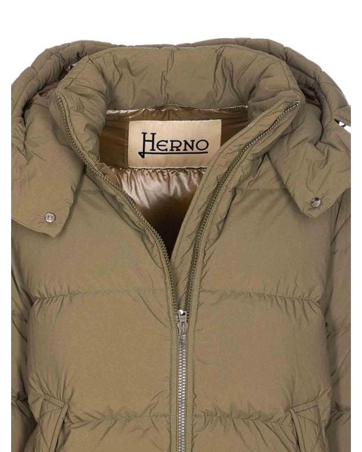 Herno Natural Padded Down Jacket Frontal Zip Closure