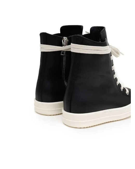 Rick Owens Black Leather Sneakers