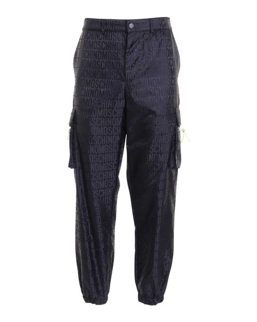 Moschino Blue Loose Fit Zip Button Pants for men