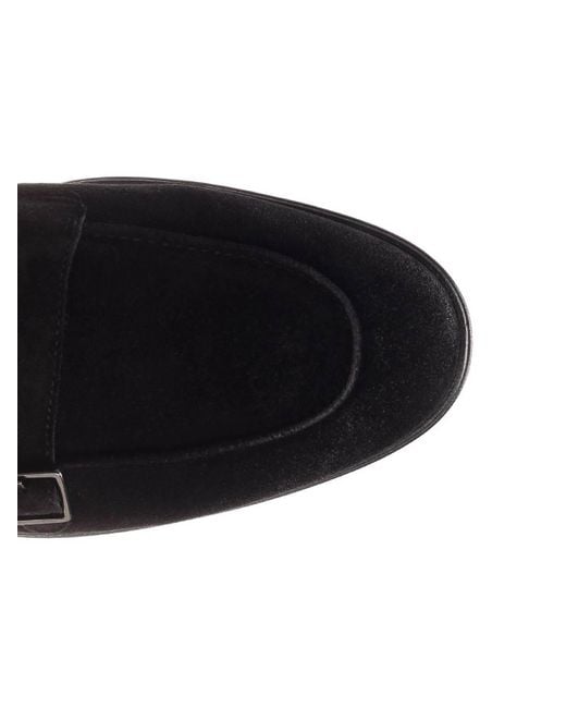 Corvari Black Double Buckle Suede Loafer for men