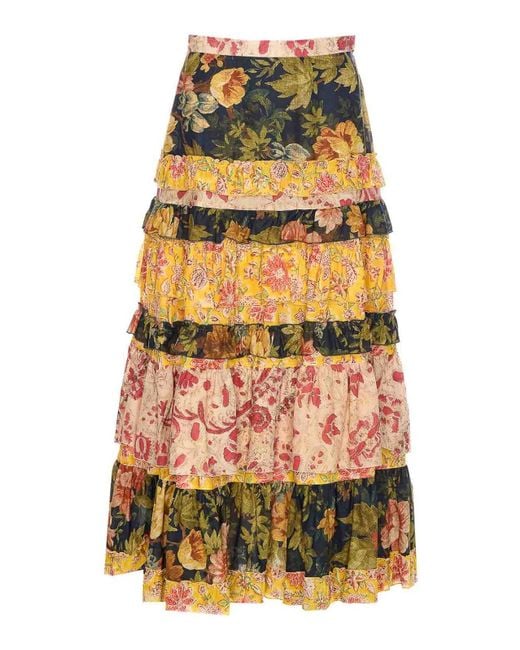 Valentino Garavani Yellow Apres Lhiver Macro Flower Skirt