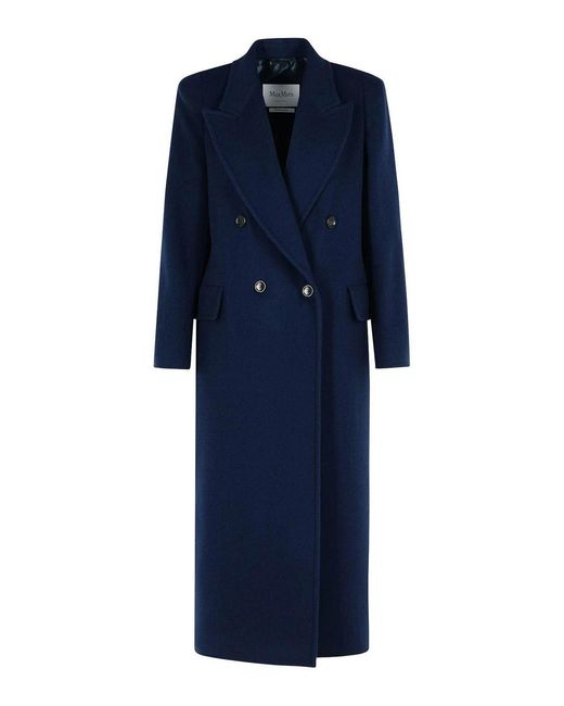 Max Mara Blue Albania Virgin Wool Blend Coat