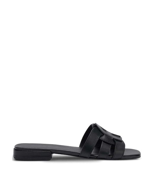 Furla Black Summer Sandalo Flat Leather Cut-Out Sandals