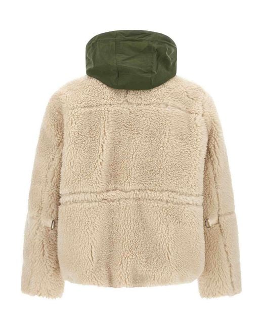 Sacai Green Faux Shearling Parka for men