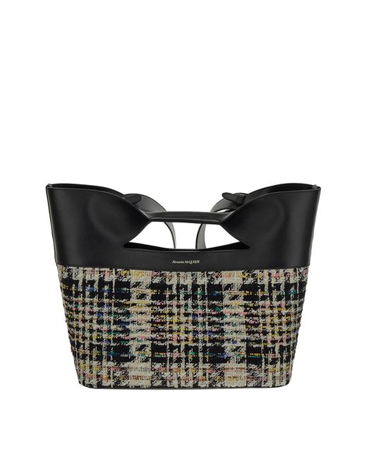 Alexander McQueen Black Tweed Shopper Bag
