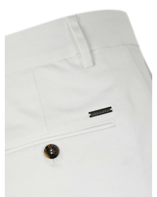 DSquared² White Tailored Cotton Trousers for men