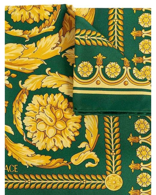 Versace Green Foulard Barocco 92 Printed Bio Silk Twill