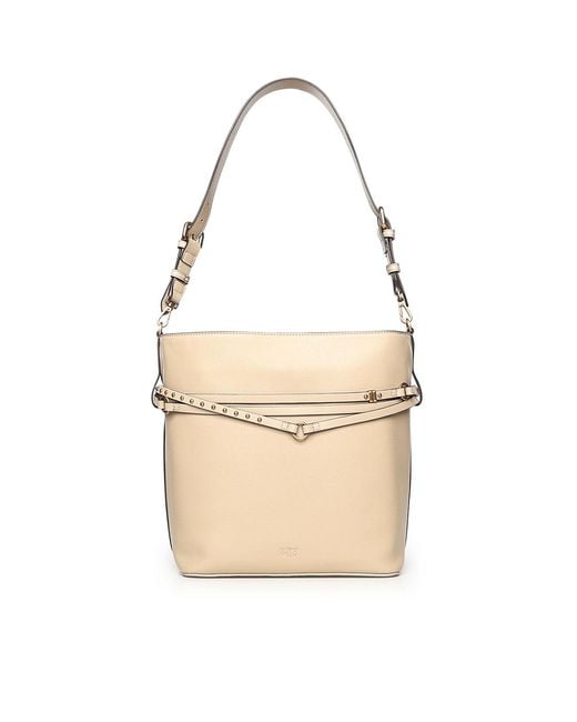 Pinko Natural Medium Leather Bucket Belt Bag