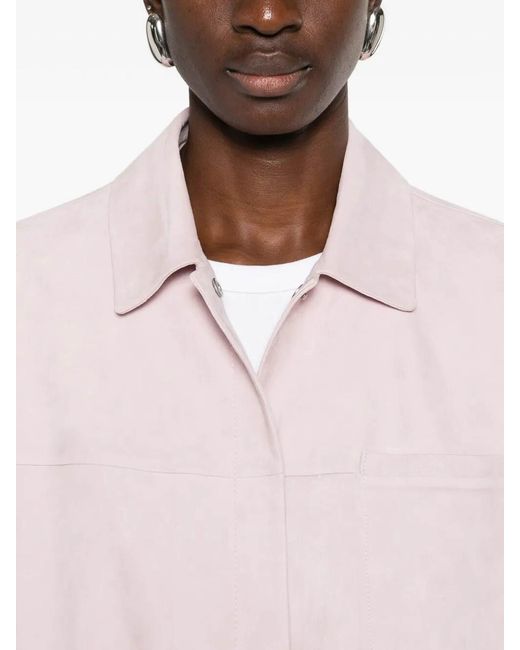 Desa Nineteenseventytwo Pink Leather Shirt Jacket