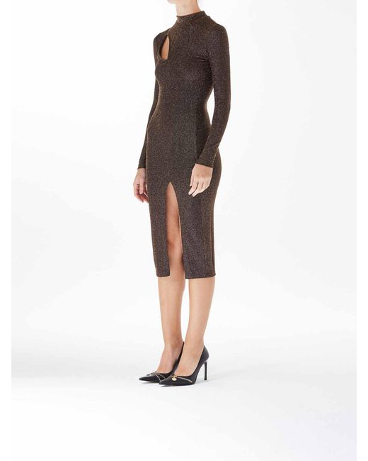Just Cavalli Brown Long Sleeves Dress