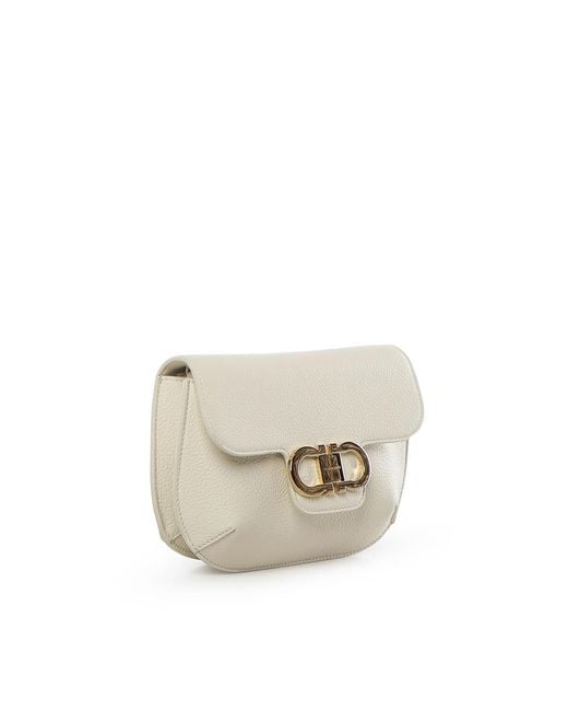 Ferragamo Natural Double Gancini Mini Bag