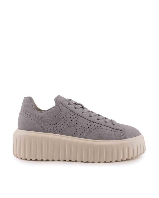 Hogan Gray H-Stripes Sneakers