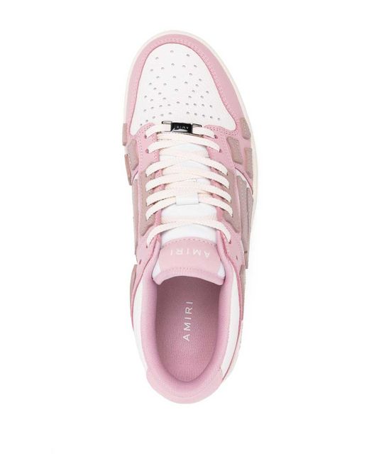 Amiri Pink Leather Sneakers With Details