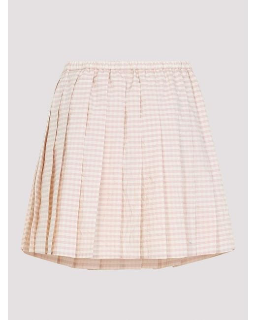Moncler Natural Logo-Patch Checked Mini Skirt