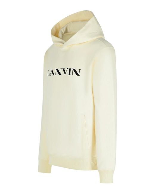 Lanvin White Logo-Embroidered Kangaroo Pocket Hoodie for men