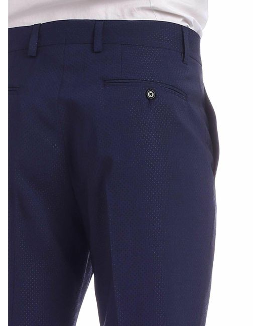 Moschino Blue Tone-On-Tone Micro Pattern Pants for men