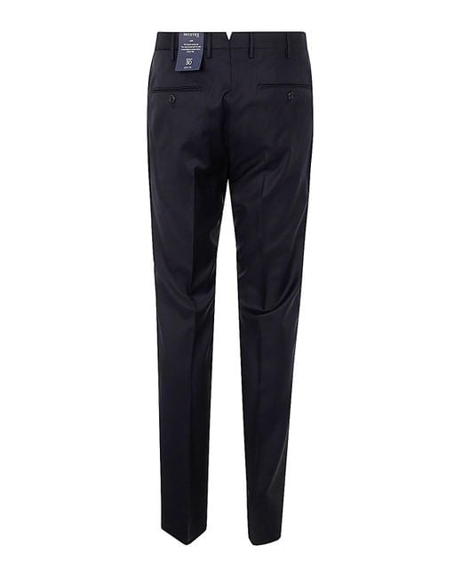 Incotex Blue Wool Straight-Leg Casual Trousers for men