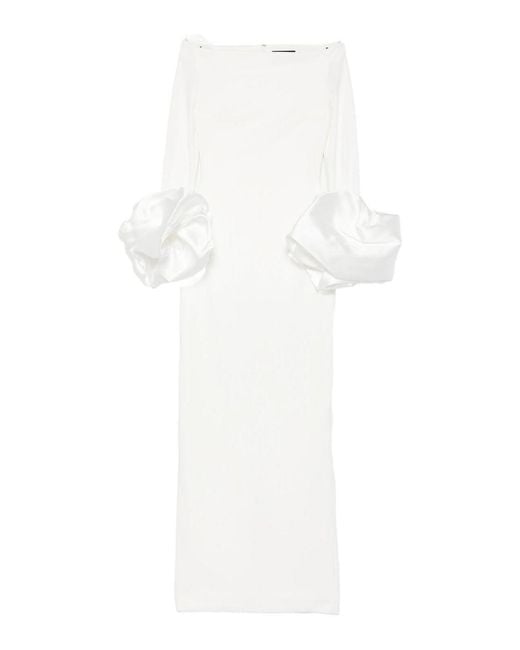 Solace London White Talia Ruffle-Cuff Maxi Dress