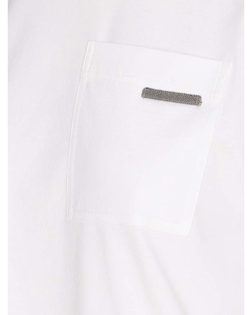 Brunello Cucinelli White Monile Logo T-Shirt