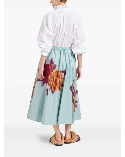 LaDoubleJ Blue Floral-Print Skirt