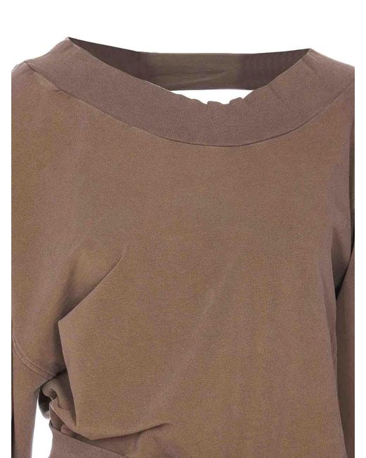 The Attico Brown Asymmetric Hem Wrap Detail Dress