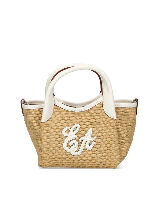 Emporio Armani Women's Metallic Small Straw Tote Bag