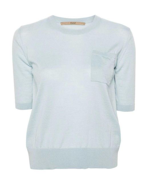 Nuur Blue Short Sleeve Pullover With Pocket