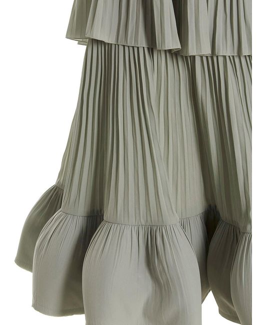 Lanvin Gray Pleated Flounced Dress